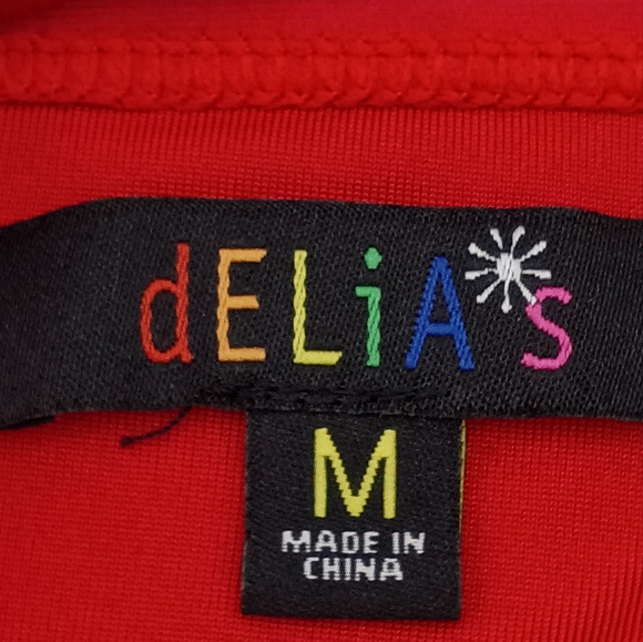 dELiA*s Two Piece Studded W/ Flames Red/Orange Drawstring Swimsuit Size Med - Picture 6 of 7